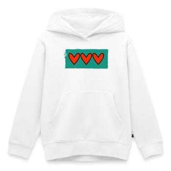 HERZ. HERZ. VALENTINSTAG. LIEBE. LIEBE. PAAR. - Kinder Premium Organic Hoodie - Weiß - Vorne - AI Model Kid Female (0cm)