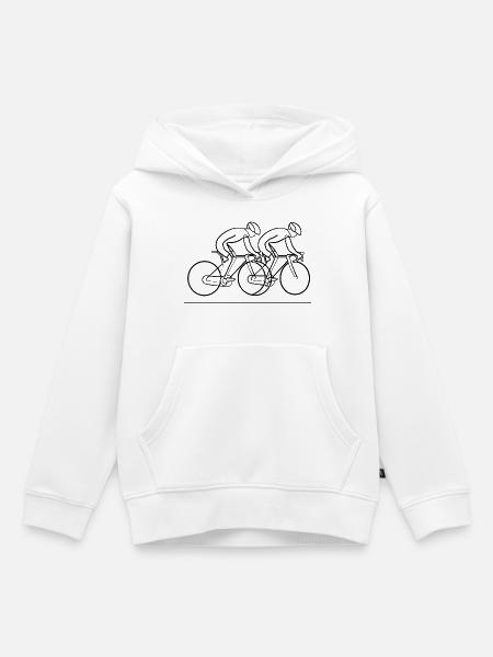 Fahrradfahrer Strichzeichnung - Kinder Premium Organic Hoodie - Weiß