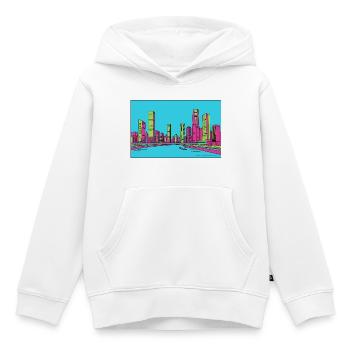 Skyline de la ville de Chongqing Dessin de lignes du fleuve Yangtsé - Sweat Premium à capuche enfant bio - blanc - Devant - AI Model Kid Female (0cm)
