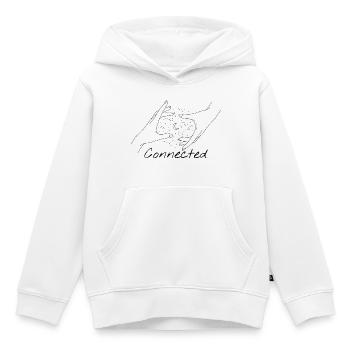 Mains Cosmiques Connectées Étoiles - Sweat Premium à capuche enfant bio - blanc - Devant - AI Model Kid Female (0cm)