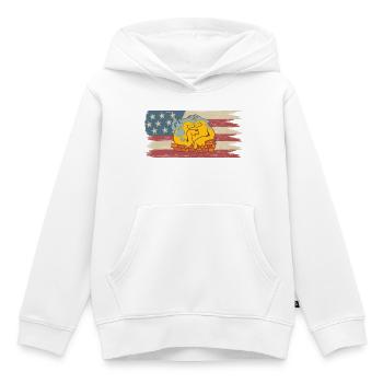 Funny dog comic style with American flag - Kids Premium Organic Hoodie - white - Front - AI Model Kid Female (0cm)