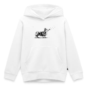 Le corgi souffle des graines de pissenlit - Sweat Premium à capuche enfant bio - blanc - Devant - AI Model Kid Female (0cm)