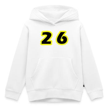 Symbole du chiffre 26 - Sweat Premium à capuche enfant bio - blanc - Devant - AI Model Kid Female (0cm)