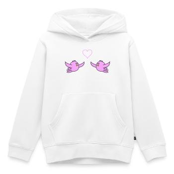 birds_in_love - Sweat Premium à capuche enfant bio - blanc - Devant - AI Model Kid Female (0cm)