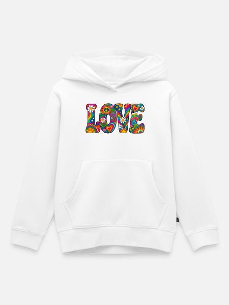 Regenbogenliebe mit Peacezeichen - Kinder Premium Organic Hoodie - Weiß