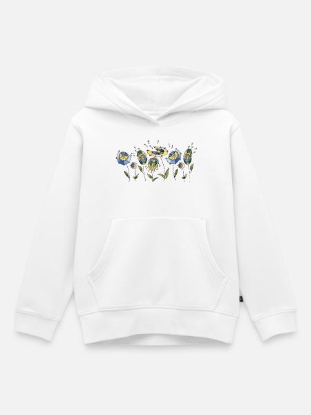 Blumen - Kinder Premium Organic Hoodie - Weiß