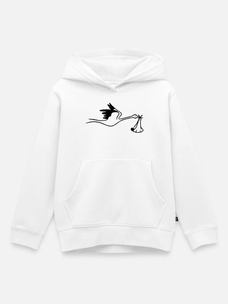 Storch mit Baby - Kinder Premium Organic Hoodie - Weiß