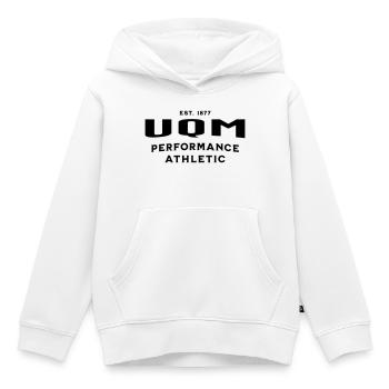 UQM Athletic-Performance Sportswear - Sweat Premium à capuche enfant bio - blanc - Devant - AI Model Kid Female (0cm)