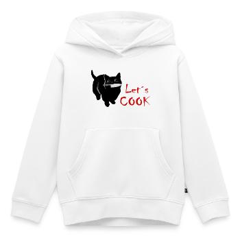 Couteau YANACAT Cat. Cuisine sucrée mais psychique - Sweat Premium à capuche enfant bio - blanc - Devant - AI Model Kid Female (0cm)