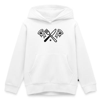 Couverts à pizza - Sweat Premium à capuche enfant bio - blanc - Devant - AI Model Kid Female (0cm)