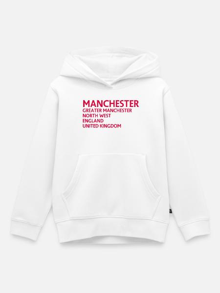 Manchester – England Lyric Design - Kinder Premium Organic Hoodie - Weiß