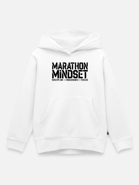 Marathon Mindset: Disziplin & Ausdauer - Kinder Premium Organic Hoodie - Weiß