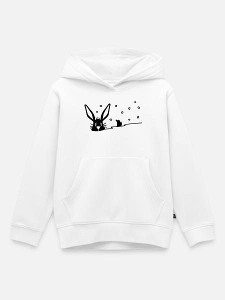 Niedlicher Hase im Schnee - Kinder Premium Organic Hoodie - Weiß