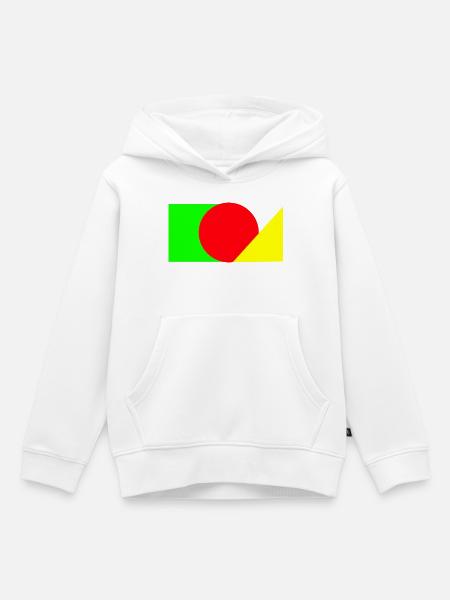 Roter Kreis trifft Grün-Gelb - Kinder Premium Organic Hoodie - Weiß