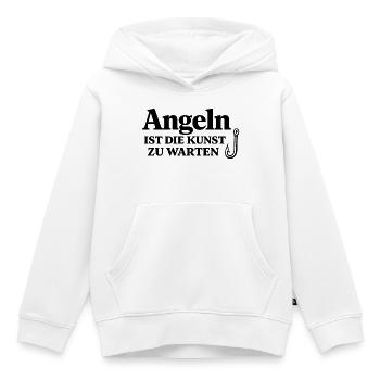 Angeln ist die Kunst zu warten – Angelhaken Spruch - Kinder Premium Organic Hoodie - Weiß - Vorne - AI Model Kid Female (0cm)