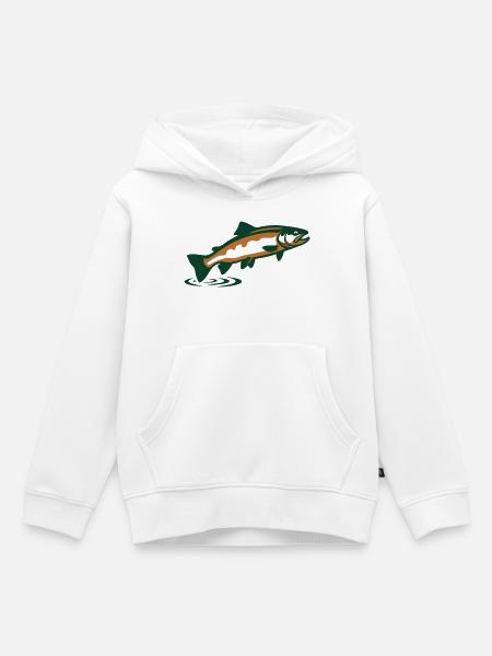 Forelle springend Grafik - Kinder Premium Organic Hoodie - Weiß