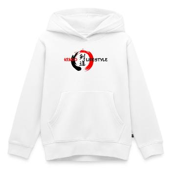 Écriture japonaise Kendo dans le cercle enso zen - Sweat Premium à capuche enfant bio - blanc - Devant - AI Model Kid Female (0cm)