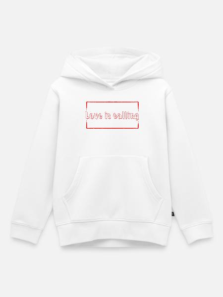 Love is calling in red - Kinder Premium Organic Hoodie - Weiß