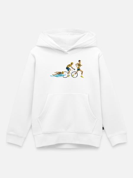 Triathlonstaffel: Schwimmen-Rad-Laufen - Kinder Premium Organic Hoodie - Weiß