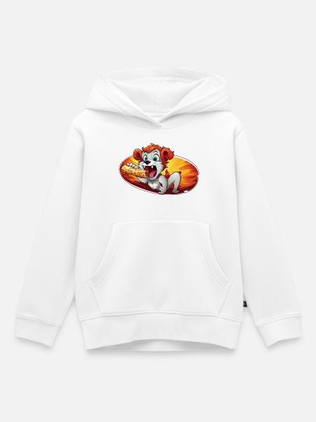 Feuerlicher Pizza-Hund - Kinder Premium Organic Hoodie - Weiß