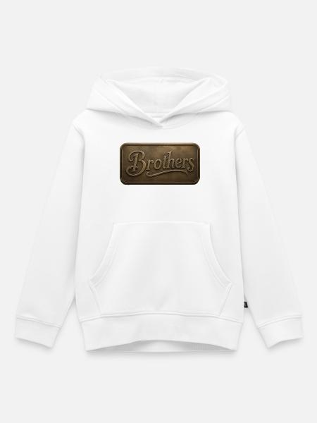 Brüder Bronzerelief Plakette - Kinder Premium Organic Hoodie - Weiß