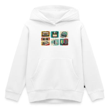 Rétro Tech Pop : cassette et TV des années 80 - Sweat Premium à capuche enfant bio - blanc - Devant - AI Model Kid Female (0cm)