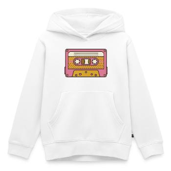 Retro Kassette in Pink - Kinder Premium Organic Hoodie - Weiß - Vorne - AI Model Kid Female (0cm)