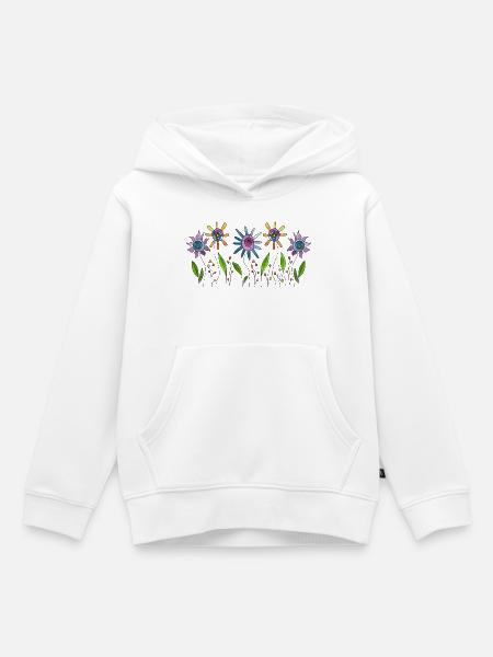 Blumen - Kinder Premium Organic Hoodie - Weiß