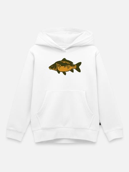 Karpfen Fisch Silhouette - Kinder Premium Organic Hoodie - Weiß