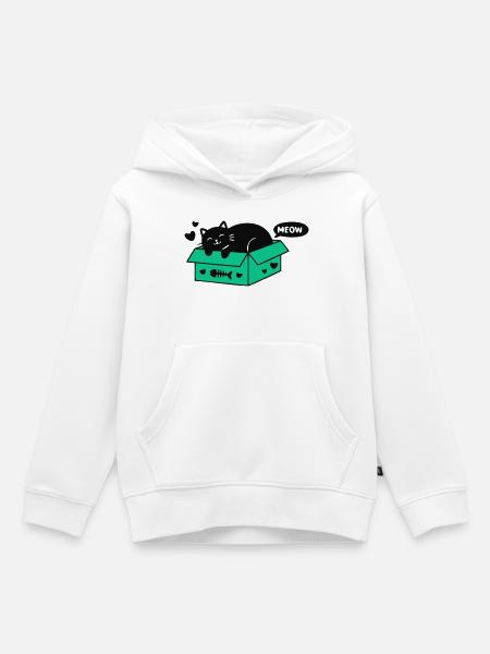 Katze Pappkarton Icon - Kinder Premium Organic Hoodie - Weiß