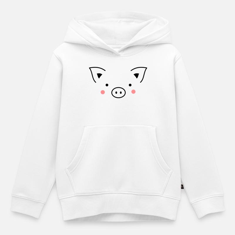 Cochon - Sweat Premium à capuche enfant bio - blanc