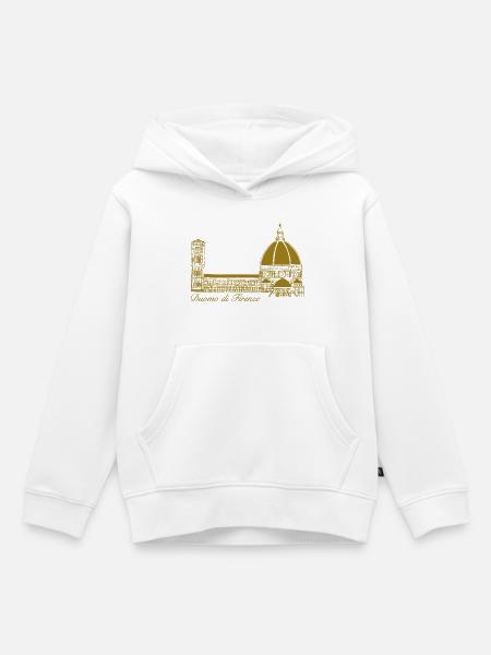 Catedral de Florencia, dibujada a mano - Sudadera Premium con capucha infantil orgánica - blanco
