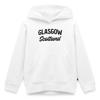 Glasgow Écosse - Sweat Premium à capuche enfant bio - blanc - Devant - AI Model Kid Female (0cm)