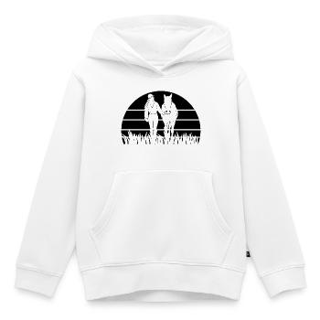 Cavalier - Sweat Premium à capuche enfant bio - blanc - Devant - AI Model Kid Female (0cm)