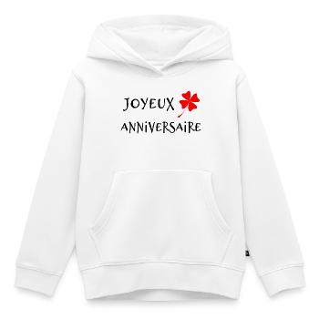 1. 1 AN. 1er ANNIVERSAIRE. ANNIVERSAIRE 1 AN - Sweat Premium à capuche enfant bio - blanc - Devant - AI Model Kid Female (0cm)