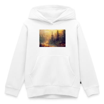 Waldlandschaft Illustration Poster - Kinder Premium Organic Hoodie - Weiß - Vorne - AI Model Kid Female (0cm)