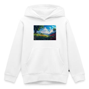 Natur Landschaft Illustration Poster - Kinder Premium Organic Hoodie - Weiß - Vorne - AI Model Kid Female (0cm)