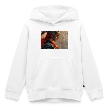Poster Illustration Kriegerin - Kinder Premium Organic Hoodie - Weiß - Vorne - AI Model Kid Female (0cm)