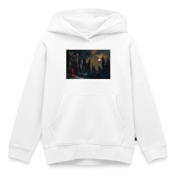 Poster Illustration Paysage médiéval en ruine - Sweat Premium à capuche enfant bio - blanc - Devant - AI Model Kid Female (0cm)
