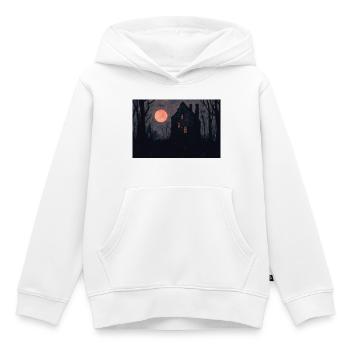 Poster Illustration Maison Hantée - Sweat Premium à capuche enfant bio - blanc - Devant - AI Model Kid Female (0cm)