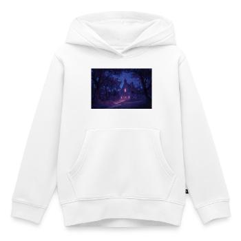 Poster Illustration Kirche in der Nacht - Kinder Premium Organic Hoodie - Weiß - Vorne - AI Model Kid Female (0cm)