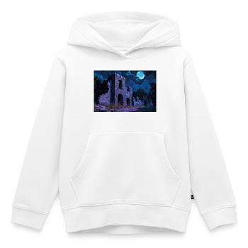 Poster Illustration Paysage médiéval en ruine - Sweat Premium à capuche enfant bio - blanc - Devant - AI Model Kid Female (0cm)