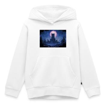 Poster Illustration Paysage médiéval en ruine - Sweat Premium à capuche enfant bio - blanc - Devant - AI Model Kid Female (0cm)