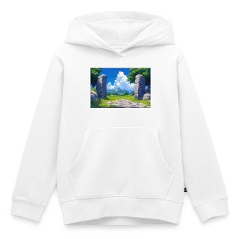 Natur Landschaft Illustration Poster - Kinder Premium Organic Hoodie - Weiß - Vorne - AI Model Kid Female (0cm)