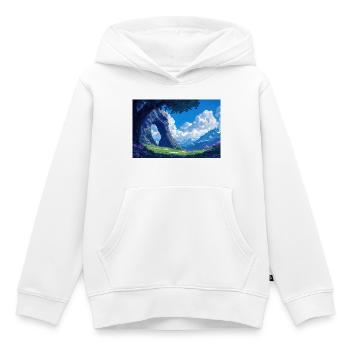 Berglandschaft Illustration Poster - Kinder Premium Organic Hoodie - Weiß - Vorne - AI Model Kid Female (0cm)