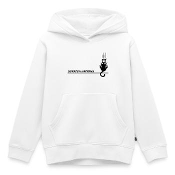 Scratch Happens - Jeu de mots amusant pour chat - Sweat Premium à capuche enfant bio - blanc - Devant - AI Model Kid Female (0cm)