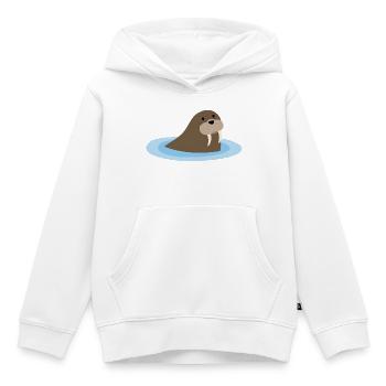 Süßes Walross im Wasser – Kawaii Comic Design - Kinder Premium Organic Hoodie - Weiß - Vorne - AI Model Kid Female (0cm)