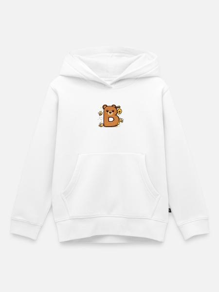 HonigBär Buchstabe B - Kinder Premium Organic Hoodie - Weiß