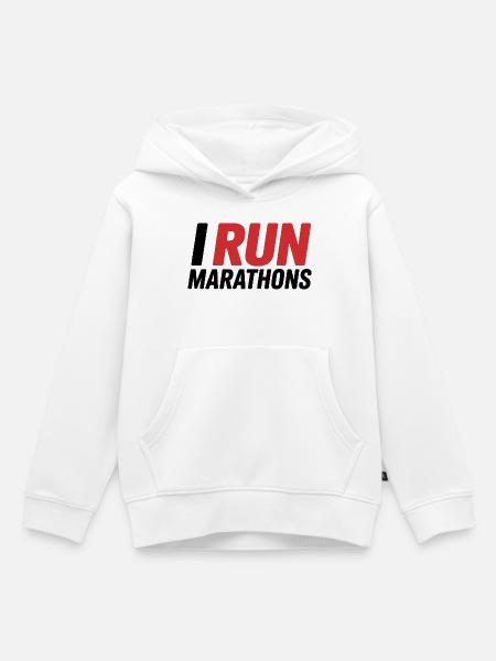 I Run Marathon Schriftzug - Kinder Premium Organic Hoodie - Weiß
