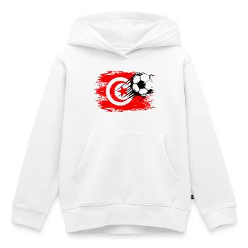 Flag football tunisien utilisé - Sweat Premium à capuche enfant bio - blanc - Devant - AI Model Kid Female (0cm)
